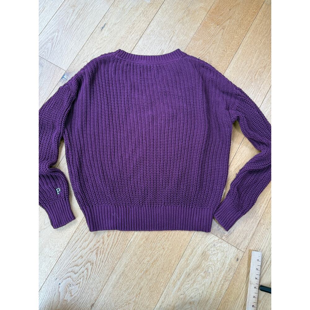 Victoria’s Secret PINK Love Pink Forenza V-Neck Chunky Knit Sweater XS Burgundy - Picture 7 of 7
